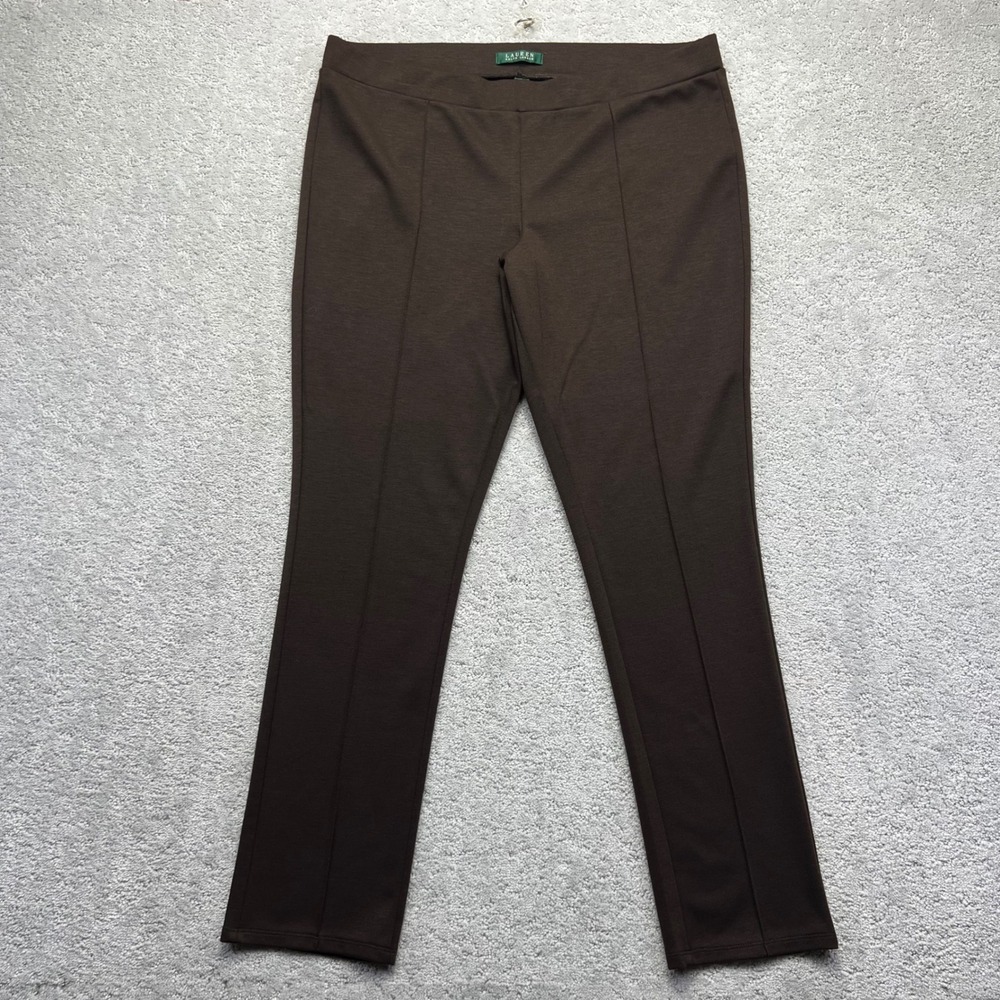 Lauren Ralph Lauren Dress Pants Womens XL Brown Seam Front Pull On Slacks VTG